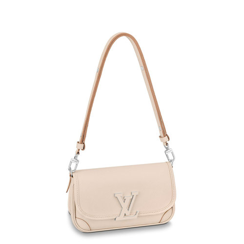 Louis Vuitton/路易威登 22春夏新款BUCI系列 女士米色水波纹粒面牛皮革银扣同色系徽标标志可拆卸肩带单肩斜挎包M59457