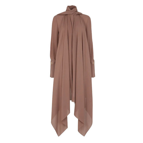 FENDI/芬迪 女士紫红色真丝乔其纱长围巾领的流体衬衫FS7481AGU3F1EPS