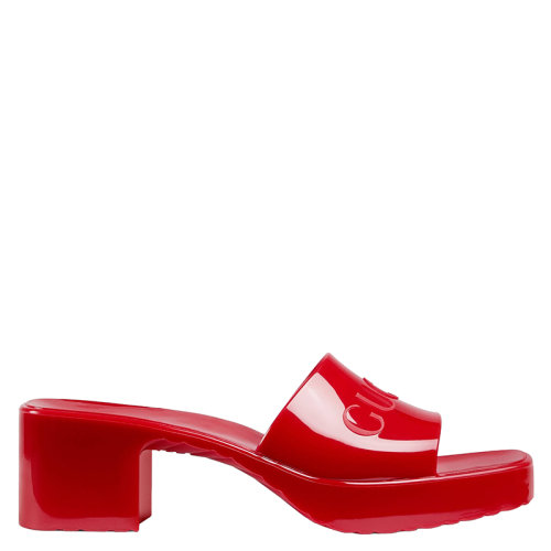 GUCCI/古驰 女士芙蓉红色透明橡胶Gucci徽标穆勒凉拖624730J87006433