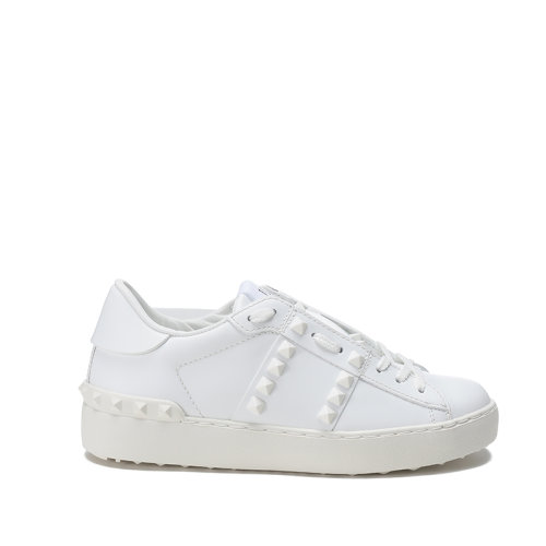 Valentino/华伦天奴【22春夏新款】女士皮革铆钉装饰系带休闲运动鞋板鞋小白鞋 XW2S0A01 YEK