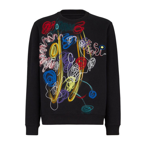 FENDI/芬迪 运动衫 黑色针织运动衫男卫衣FY0178AH0R