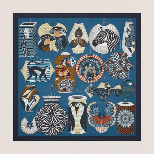  HERMES爱马仕 22年秋冬 女士 围巾 Carre 90 Lanternes， Ballons et Cocardes H003918S 01