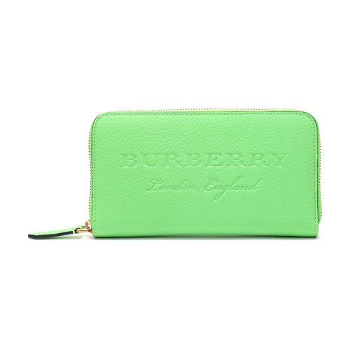 BURBERRY/博柏利 巴宝莉女包 女士绿色荔枝纹皮革浮雕长款拉链钱包 40624291