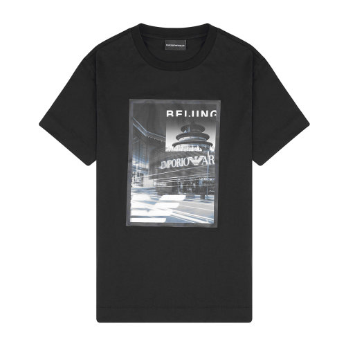 Emporio Armani 男士 黑色 图片印花T恤  6H1TA3-1JDXZ-0011