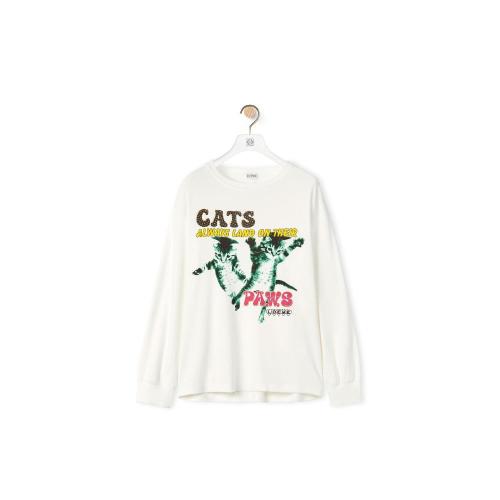  LOEWE罗意威 22年秋冬 女士 长袖T恤 Long sleeve Cats print T-shirt in cotton S359Y22X26-2