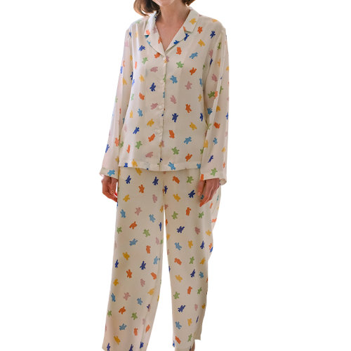 GeleiStory/GeleiStory回归生活取悦自己 彩色小熊 女士杰奎琳款长袖长裤套装面料质地轻薄触感丝滑凉爽细腻 女睡衣/家居服