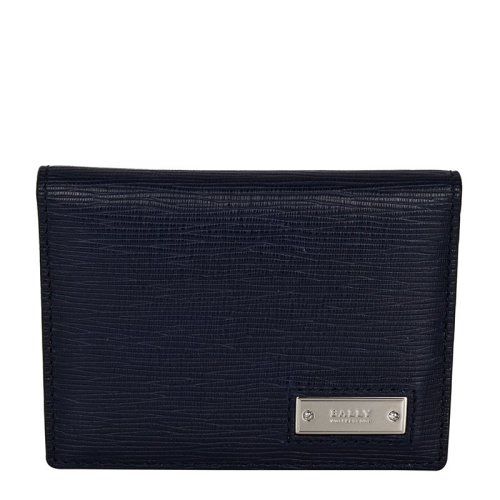 BALLY/巴利   男士深蓝色皮革LOGO标识短款折叠钱夹钱包