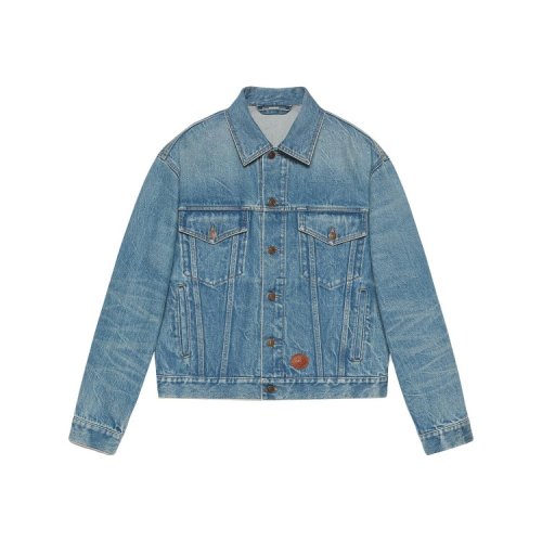 GUCCI/古驰 古琦男装 时尚百搭 男士 蓝色棉质牛仔夹克外套 594850 XDBK0 4452 HJH0012BC