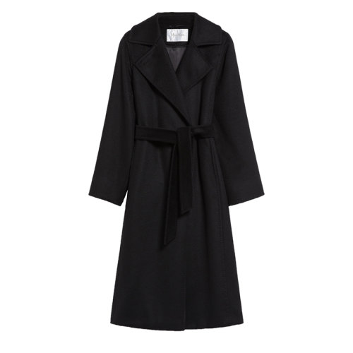 MaxMara/麦丝玛拉 22年秋冬新款 MANUELA系列 女士黑色骆驼毛浴袍大衣1016072906002