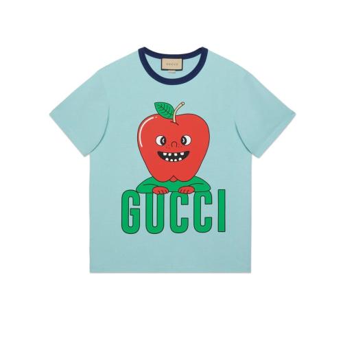  GUCCI古驰 22年秋冬 男士 Gucci苹果印花棉质T恤 703439 XJEI2 4673