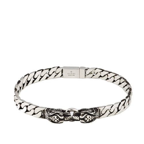 GUCCI/古驰 925银虎头雕刻图案按扣手链627278J84000701