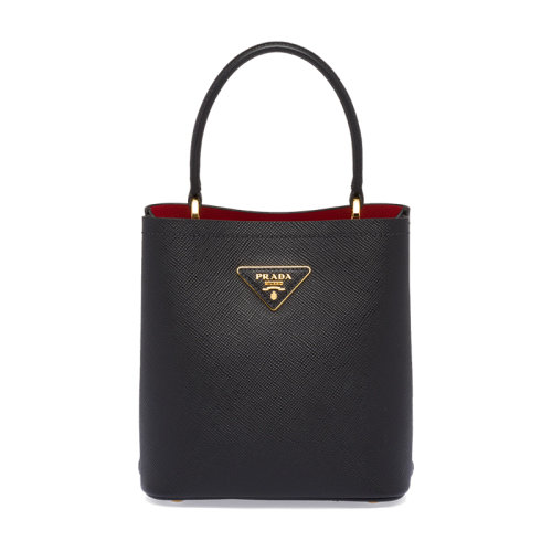 PRADA/普拉达 22新款 Panier系列 女士小号黑色saffiano皮革金色徽标磁扣拆卸肩带皮革手柄单肩手提斜挎包1BA217_2ERX_F0LJ4_V_OOO
