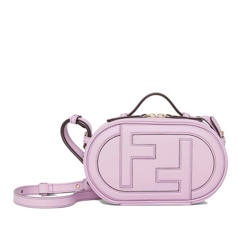 FENDI/芬迪 22新款O'Lock系列 女士迷你款淡紫色皮革同色系FF图案单肩斜挎手提相机包8BS058A5DYF1HOV