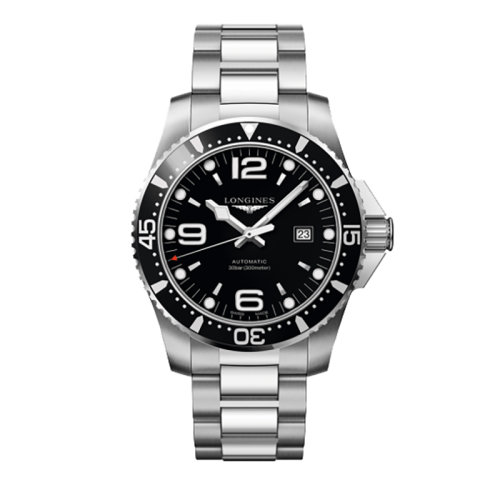 LONGINES/浪琴 康卡斯潜水系列 自动机械黑盘钢链男表44毫米L3.841.4.56.6