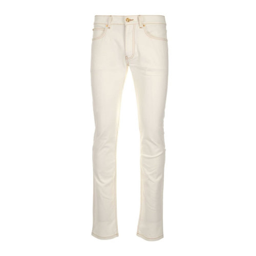 VERSACE/范思哲 男士白色棉质混纺弹性纤维直筒裤休闲裤牛仔裤长裤男裤 A85225-A232941-A8001