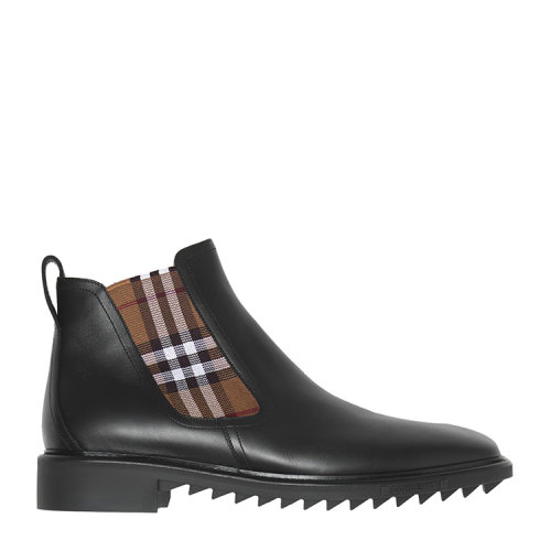 BURBERRY/博柏利Vintage 格纹装饰皮革切尔西靴 80452441