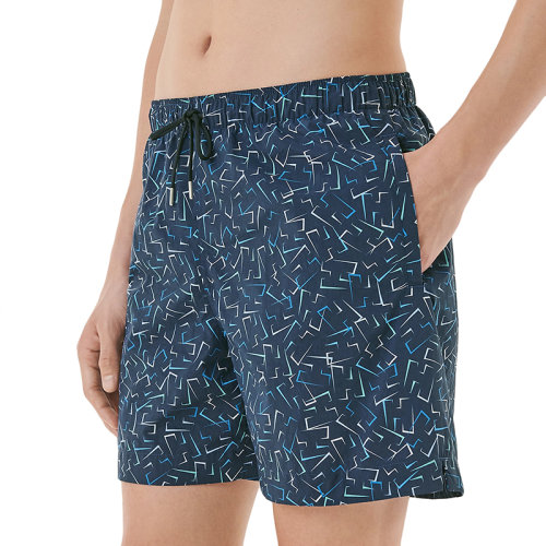 HERMES/爱马仕 22年秋冬新款 男士墨水蓝色尼龙面料Eclats de H图案平角游泳短裤H258100H46CSM