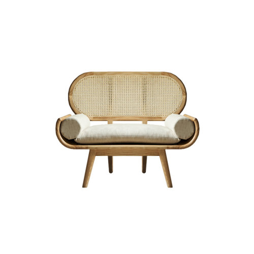 GeleiStory/GeleiStory  简约现代小户型布艺沙发北欧民宿实木三人位家用客厅藤编沙发椅