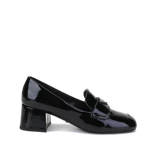 PRADA/普拉达【22年新款】女士皮革徽标装饰方头中跟单鞋皮鞋乐福鞋 1D763M 069 F 045
