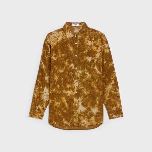  CELINE赛琳思琳 22年秋冬 男士 长袖衬衫 超大扎染丝绒衬衫 2C718407Q.20SK