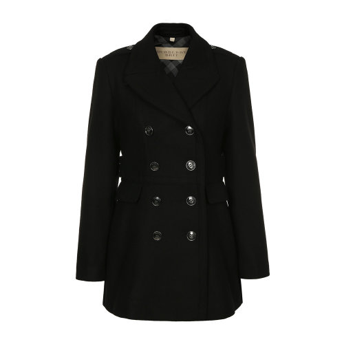 黑色羊毛翻领双排扣短款外套 BURBERRY/博柏利 巴宝莉 女装 女士外套 女士大衣