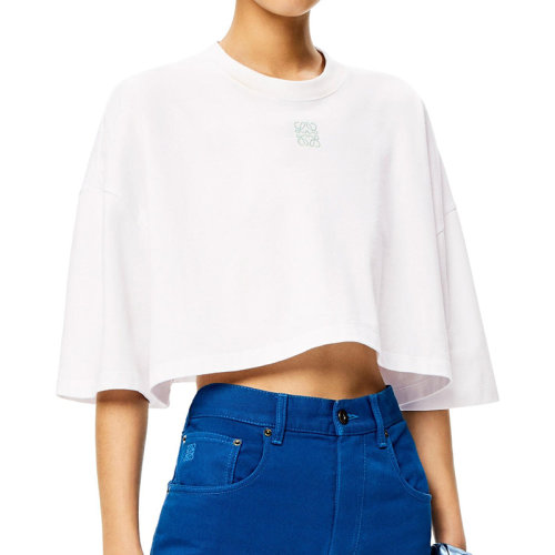 LOEWE/罗意威 22年春夏新款 女士白色纯棉Anagram Logo短款T恤S540Y22X16-2100