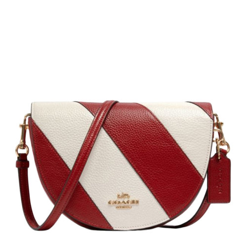 COACH/蔻驰 女士红白拼色鹅卵石皮革经典金属字母马车徽标磁扣开合单肩包斜挎包女包 C1429IMS3U