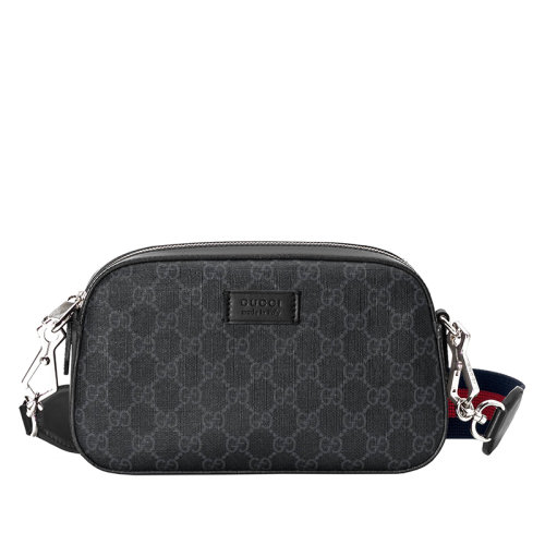  GUCCI/古驰 2020早秋新款 男士经典黑灰色老花帆布拼黑色皮革经典虎头单肩相机包574886K5RLN1095