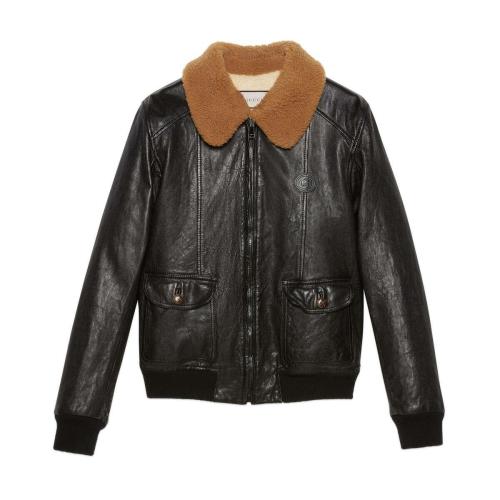  GUCCI古驰 22年秋冬 男士 环保毛羊皮皮革夹克 649989 XNANA 1043