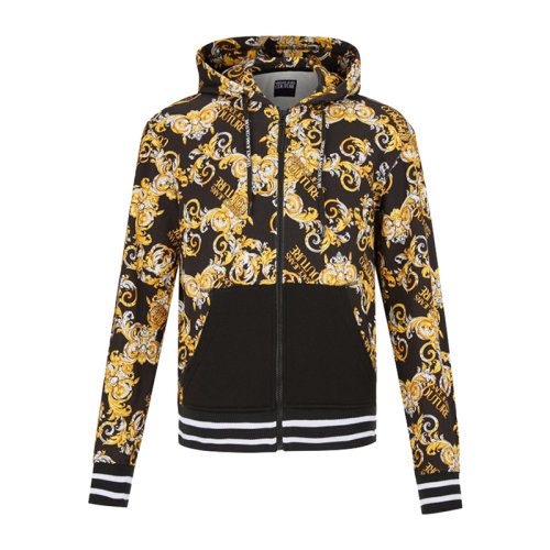 VERSACE JEANS/范思哲牛仔 男士拼色棉质经典字母徽标印花装饰拉链开合长袖上衣外套连帽衫 B7GZA701-S0830-899