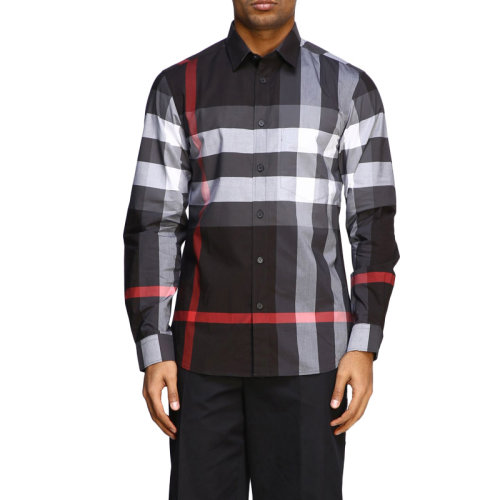 Burberry 博柏利  男装 服装  灰色棉质经典格纹 男士长袖衬衫