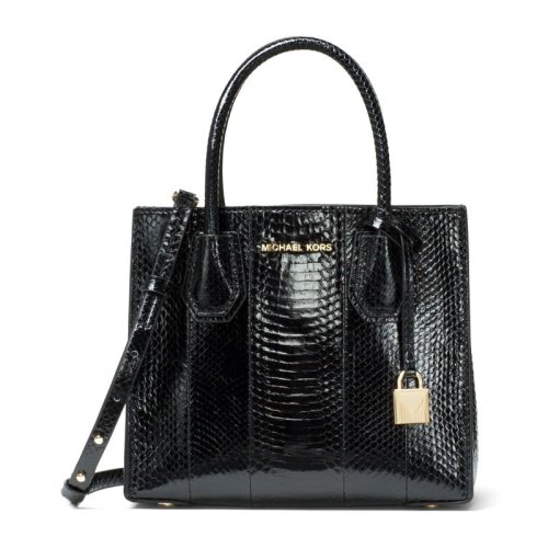 Michael Kors 迈克·科尔斯 mercer系列女士黑色时尚蛇皮纹锁头手提包单肩斜挎包