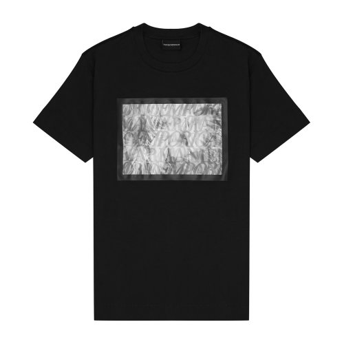 Emporio Armani 男士 黑色 字母图片胸前印花T恤  6H1TG3-1JDXZ-0999