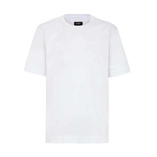 FENDI/芬迪 22年早春新款 男士白色纯棉3D效果微印短袖T恤FY0936AH0JF0QA0