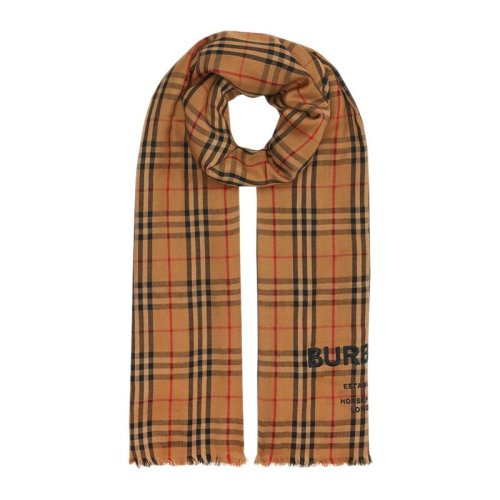 BURBERRY/博柏利 女士经典格纹轻盈刺绣山羊绒围巾围脖 8009159