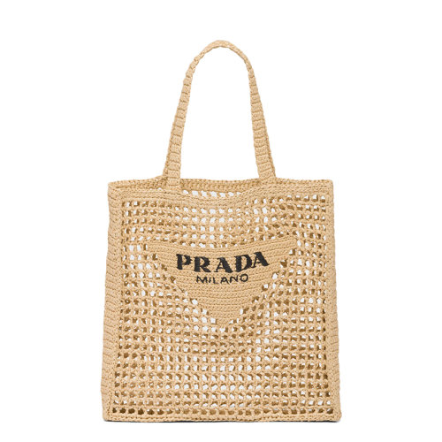 PRADA/普拉达 22新款 女士棕褐色酒椰纤维解构式单肩手提镂空托特包1BG393_2A2T_F0018_V_OOO