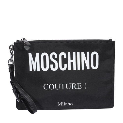MOSCHINO/莫斯奇诺  男包 品牌字母LOGO 男士黑色尼龙时尚拉链手拿包 A840482012555