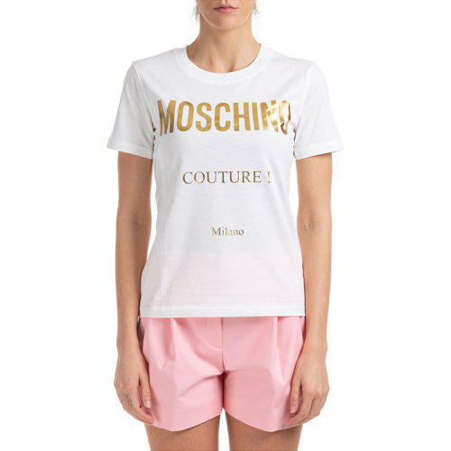 MOSCHINO/莫斯奇诺  女装 时尚百搭 品牌字母LOGO 圆领 女士白色棉质短袖T恤 A071955401002  HKY015C