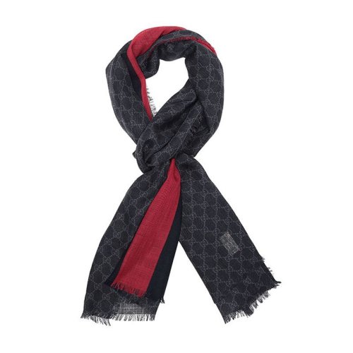 GUCCI/古驰  中性黑红拼色围巾 497915 4G200 1074 HQY012345C