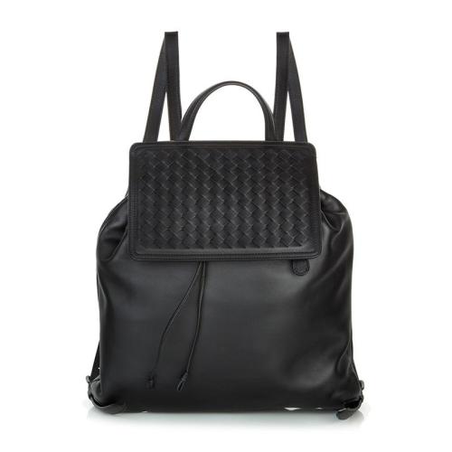 Bottega Veneta/葆蝶家 女士黑色羊皮双肩包407093V005Z1000