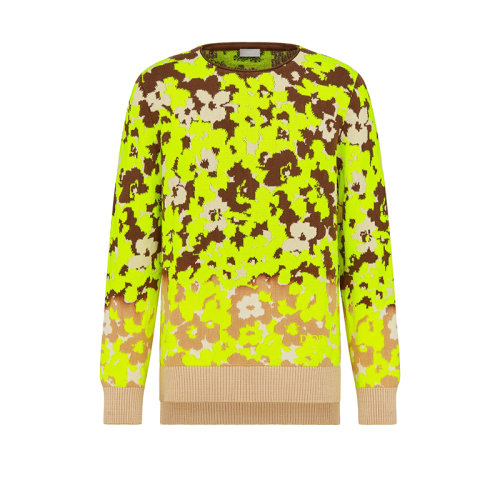 DIOR/迪奥 22年早春新款 男士黄色/多色棉质混纺科技面料花卉提花图案针织衫毛衣283M652AT254_C182