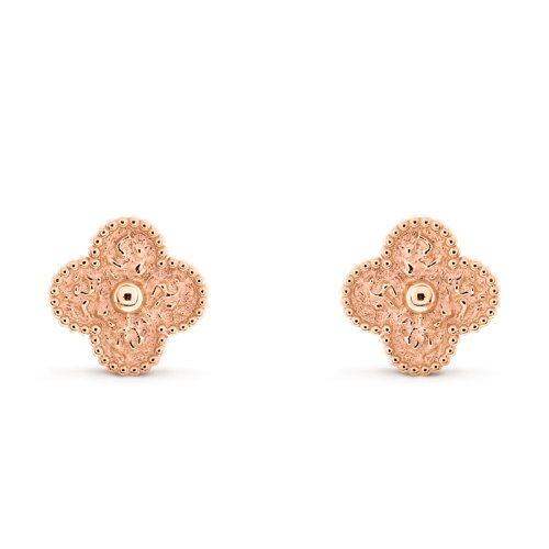 Van Cleef & Arpels/梵克雅宝 经典Vintage Alhambra系列 18K金玫瑰金幸运四叶草耳钉VCARN9T400