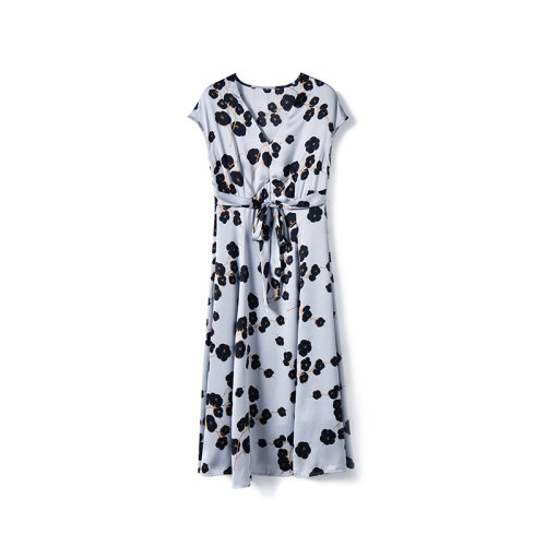 GeleiStory/GeleiStory 春夏新款优雅气质印花收腰显瘦法式知性大裙摆中长款连衣裙 女装＞女士裙装＞女士连衣裙