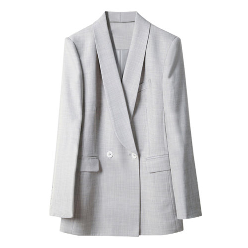 GeleiStory/GeleiStory 春夏新品 羊毛精纺西装外套气质冰川白职业修身青果领西服套装女装>女士西装>女士西服套装