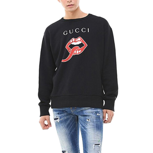 GUCCI/古驰 男装 服饰 黑色经典logo印花 圆领卫衣 男卫衣