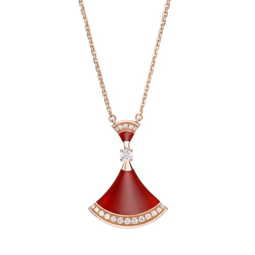 BVLGARI/宝格丽 DIVAS'DREAM 18K金玫瑰金镶红玉髓与钻石项链 356437