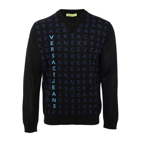  VERSACE JEANS COUTURE 男士黑色粘胶纤维针织衫/毛衣 B5GMA823 6652 899 PLFSX