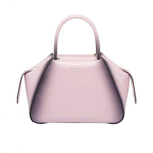 PRADA/普拉达 22新款 小号女士石膏粉色皮革珐琅金属拉绒效果可斜挎手提包1BA366_ZO6_F03AJ_V_OSO