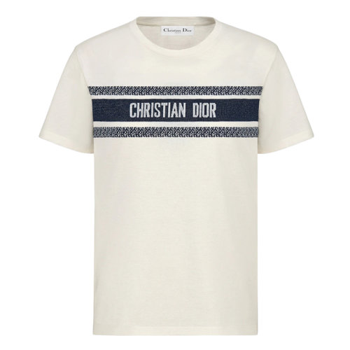 DIOR/迪奥 女士白色和海军蓝色棉质针织T恤143T04A4043_X0200