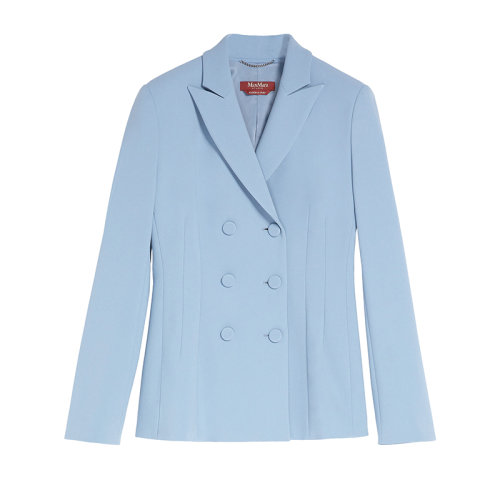 MaxMara/麦丝玛拉 22年早春新款 DANZICA系列 女士天蓝色弹力粘胶混纺卡迪面料西装外套夹克6041022406002